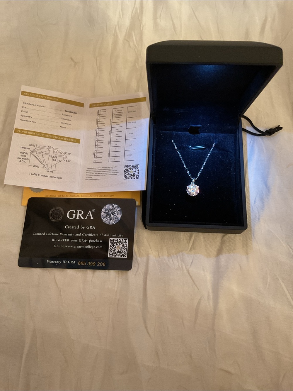 Moissanite Diamond Necklace 2 Carat Pendant Fine Jewelry 925 18k White Gold - Picture 9 of 9